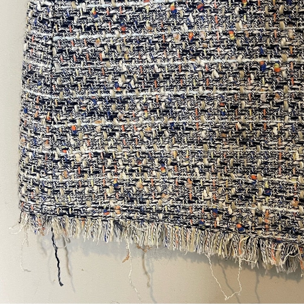 J. Crew Womens Multicolor Tweed Fringed Raw Hem Mini Skirt SIze 10 Back Zip - Picture 4 of 11